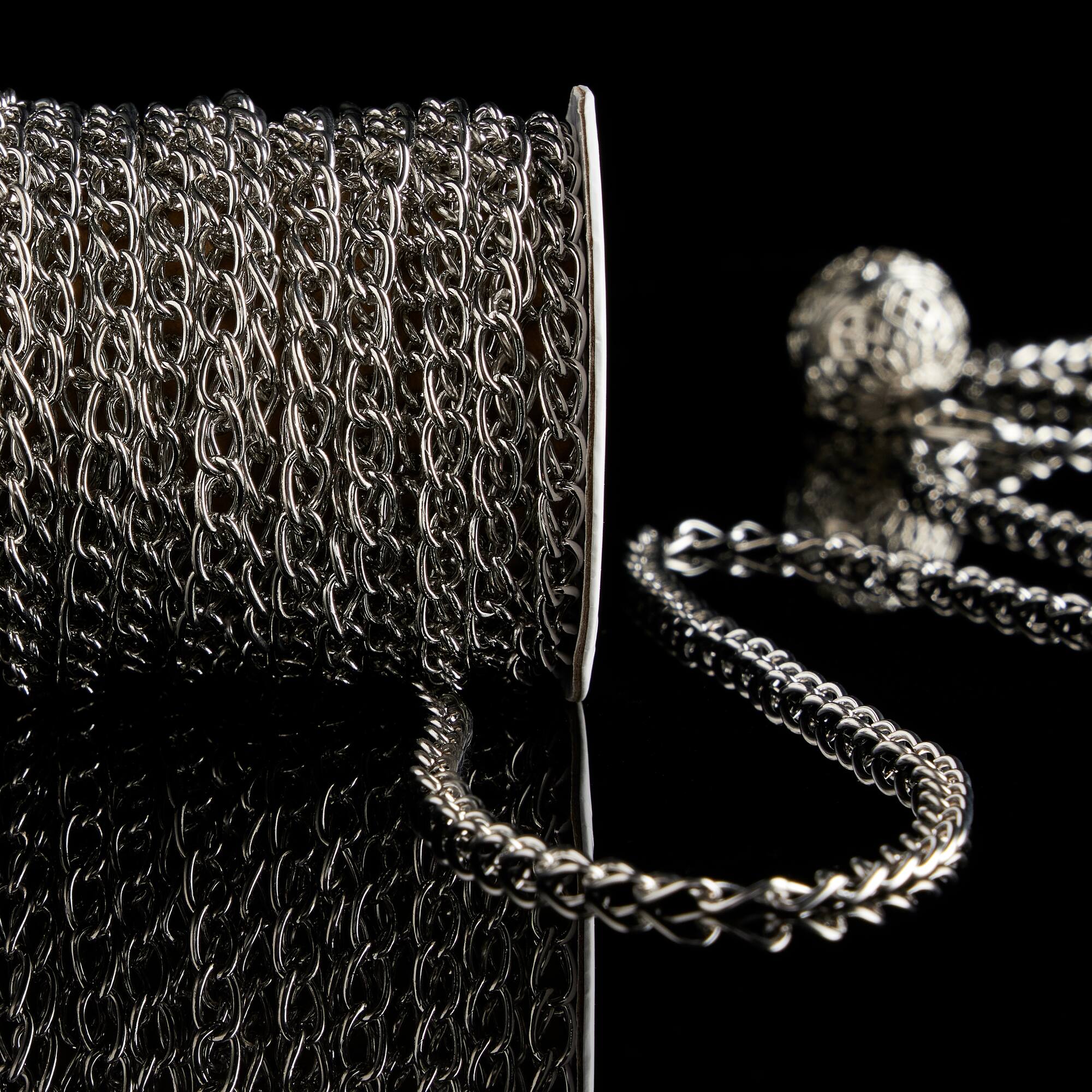 6 Pack: 7yd. Rhodium Curb Chain Spool by Bead Landing™